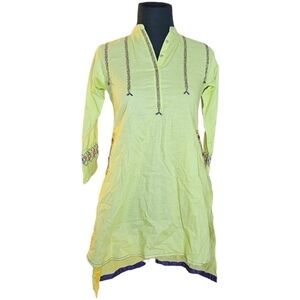 Edenrobe 32 Lime Green Beaded Kurti Tunic Shirt